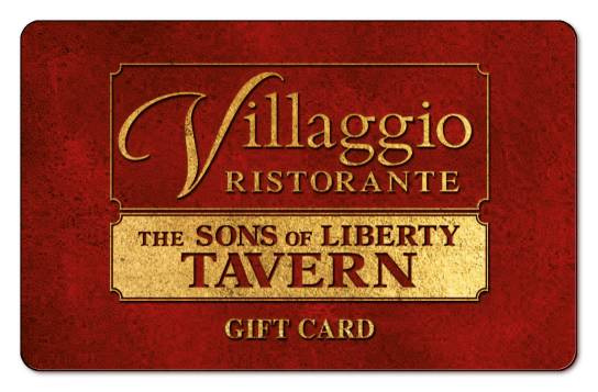 villaggio gold restaurant logo on a red background